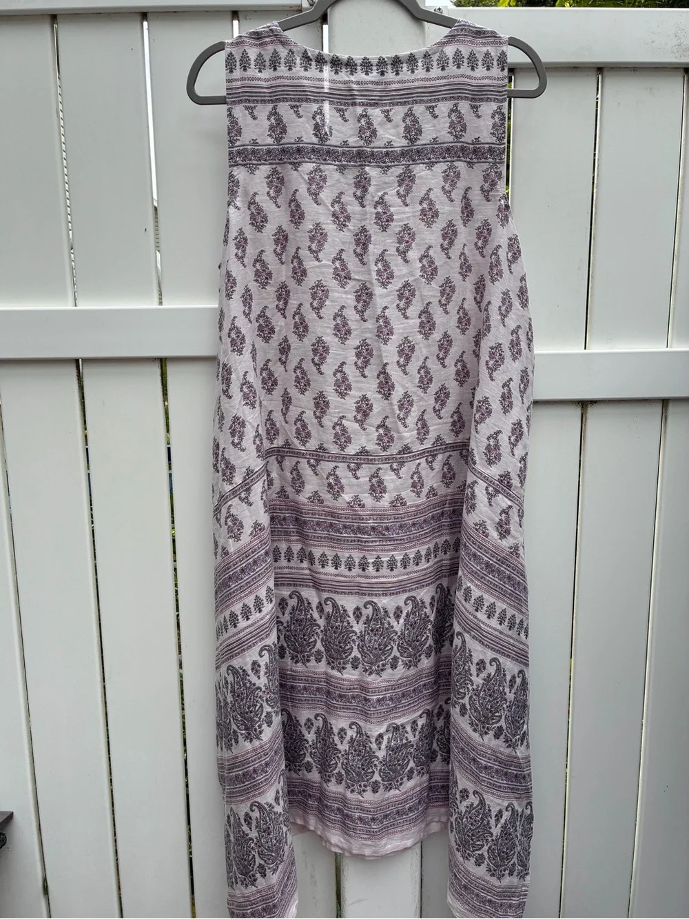 Pure Jill linen size L Sleeveless Paisley Beach Dress in Light Gray